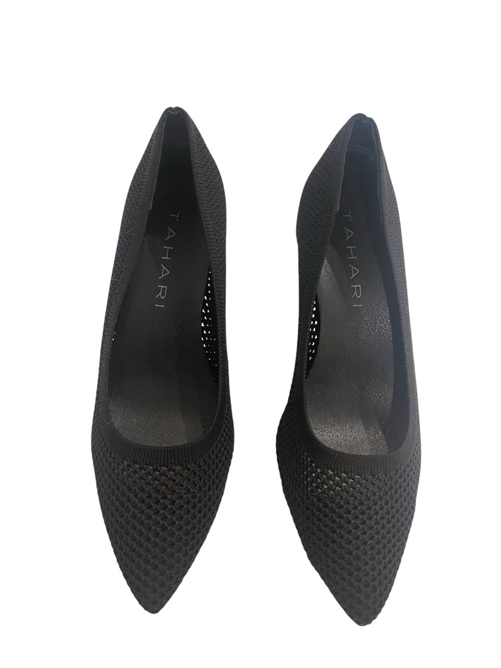 TAHARI Everest Classic Black Pointed Toe Knit Pumps Heels Shoes - Picture 2 of 5